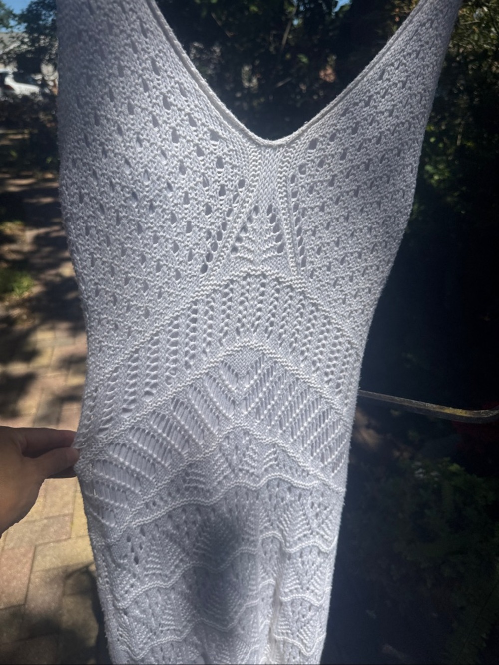 White Knit Maxi crochet maxi Dress
